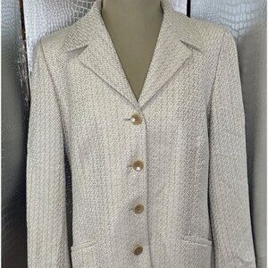 Zanella Women Basketweave Blazer Size 8 Champagne Color